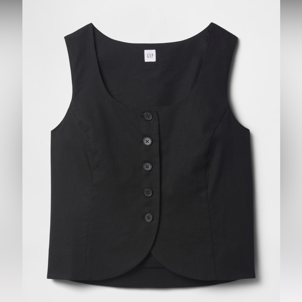 Gap Linen-Blend Scoopneck Vest